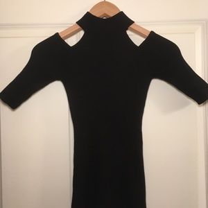 daytrip cold shoulder black knit blouse